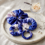 NOCHKA Lavender Indigo Print of Silk Scrunchies – Ultra Thin, Skinny, Regular & Jumbo
