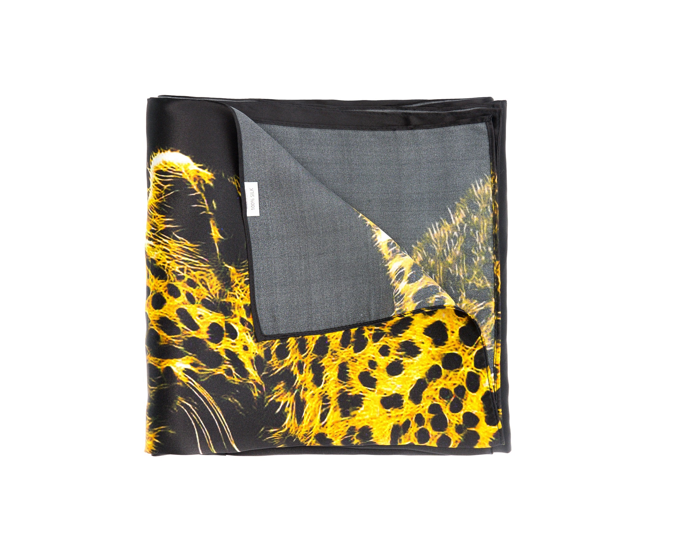 Midnight Leopard Mulbery Silk Rectangle Scarf
