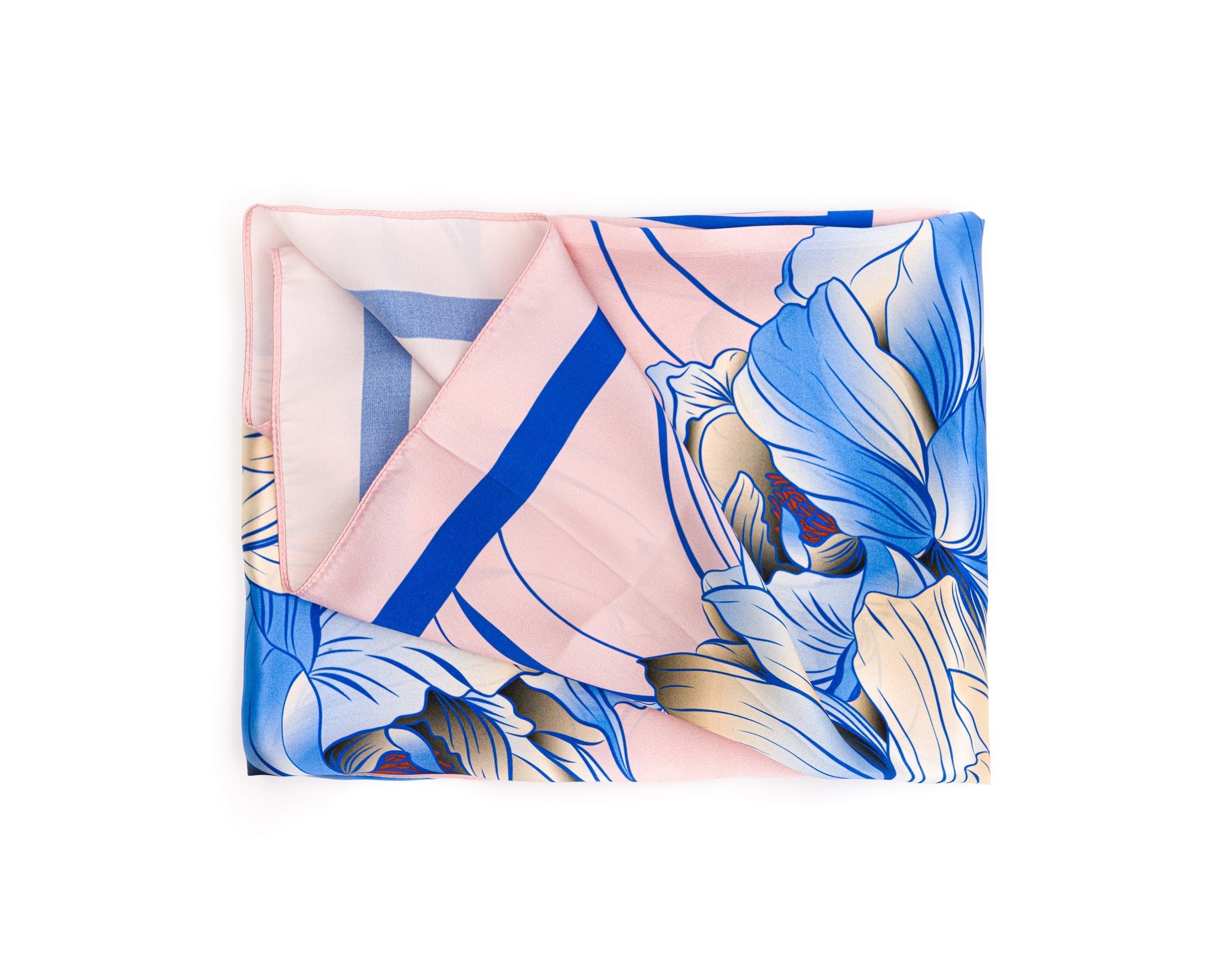 Lilies on Blush Mulbery Silk Square Scarf
