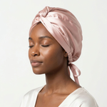 Pink Mulberry Silk Turban Bonnet with Thin Ties
