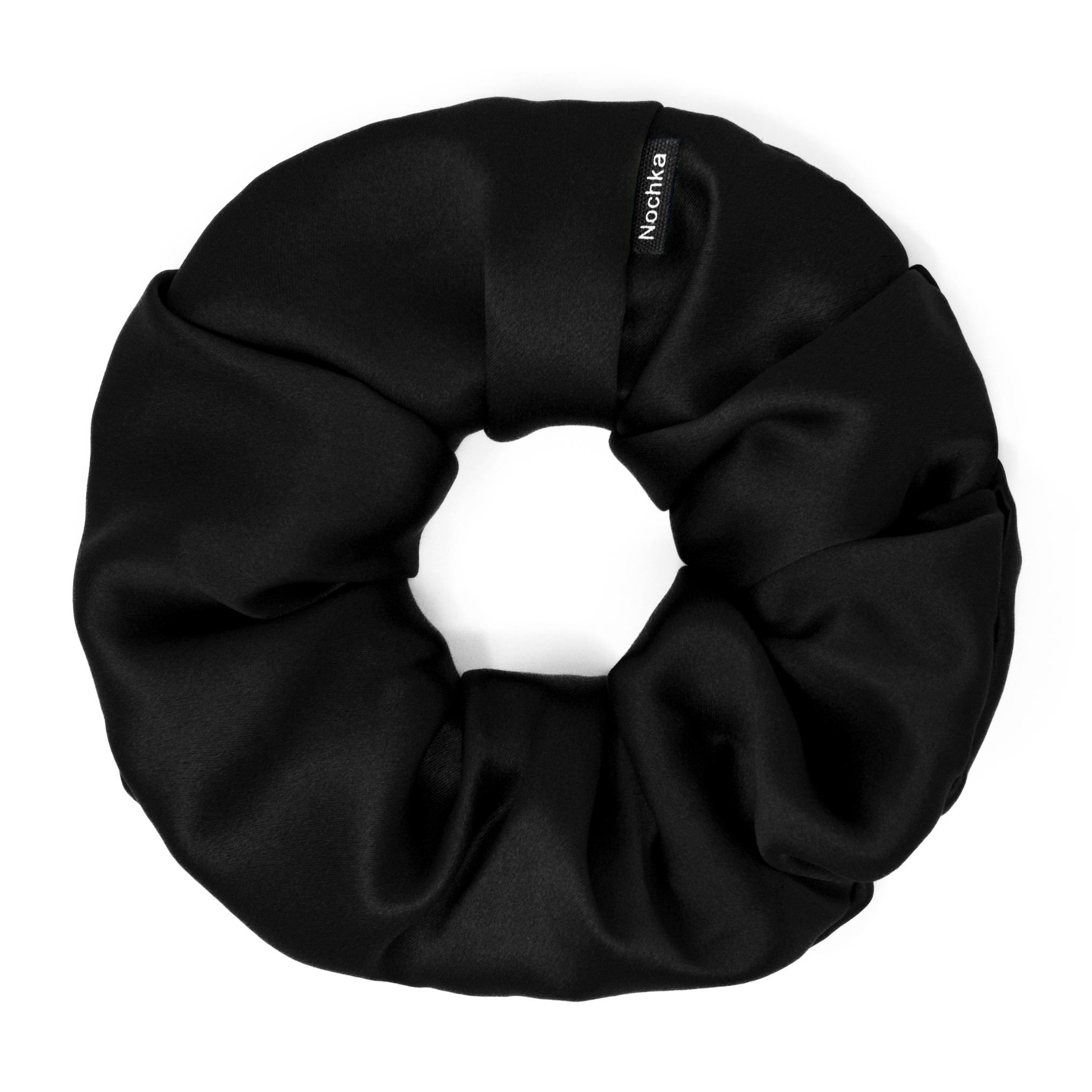 Black Regular Scrunchie – 100% Pure Mulberry Silk, Perfect for All Hair Types
