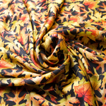 Fall Themed Print 100% Pure Mulberry Silk Fabric 19mm 54" Width Pre-Cut Silk Fabric
