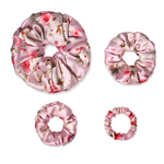 NOCHKA Cherry Blossom Print of Silk Scrunchies – Ultra Thin, Skinny, Regular & Jumbo
