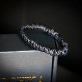 Black Mulberry Silk Headband with 
Ultra Thin Scrunchie
