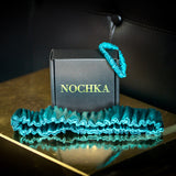 Teal Mulberry Silk Headband with 
Ultra Thin Scrunchie
