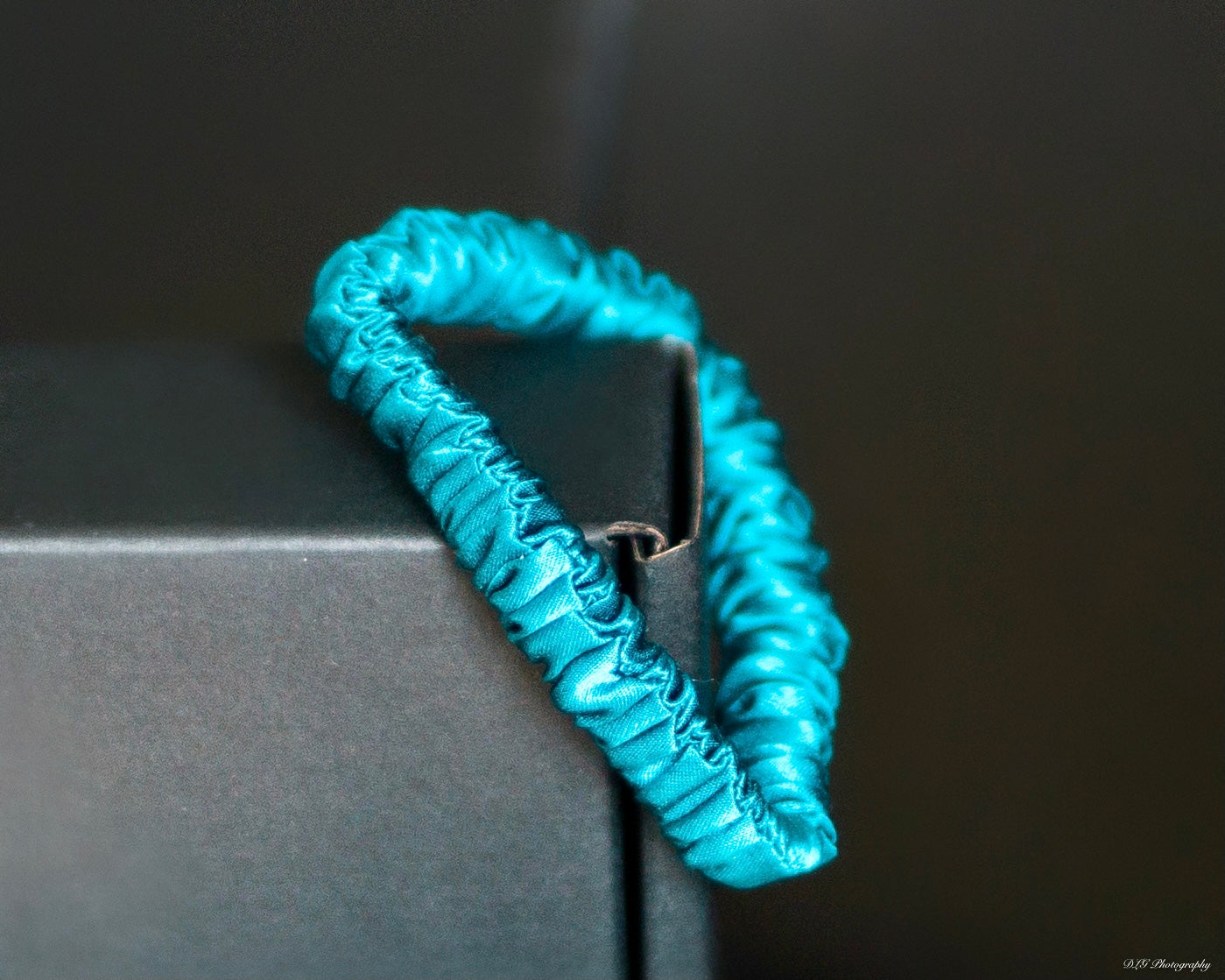 Teal Mulberry Silk Headband with 
Ultra Thin Scrunchie
