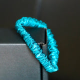 Teal Mulberry Silk Headband with 
Ultra Thin Scrunchie
