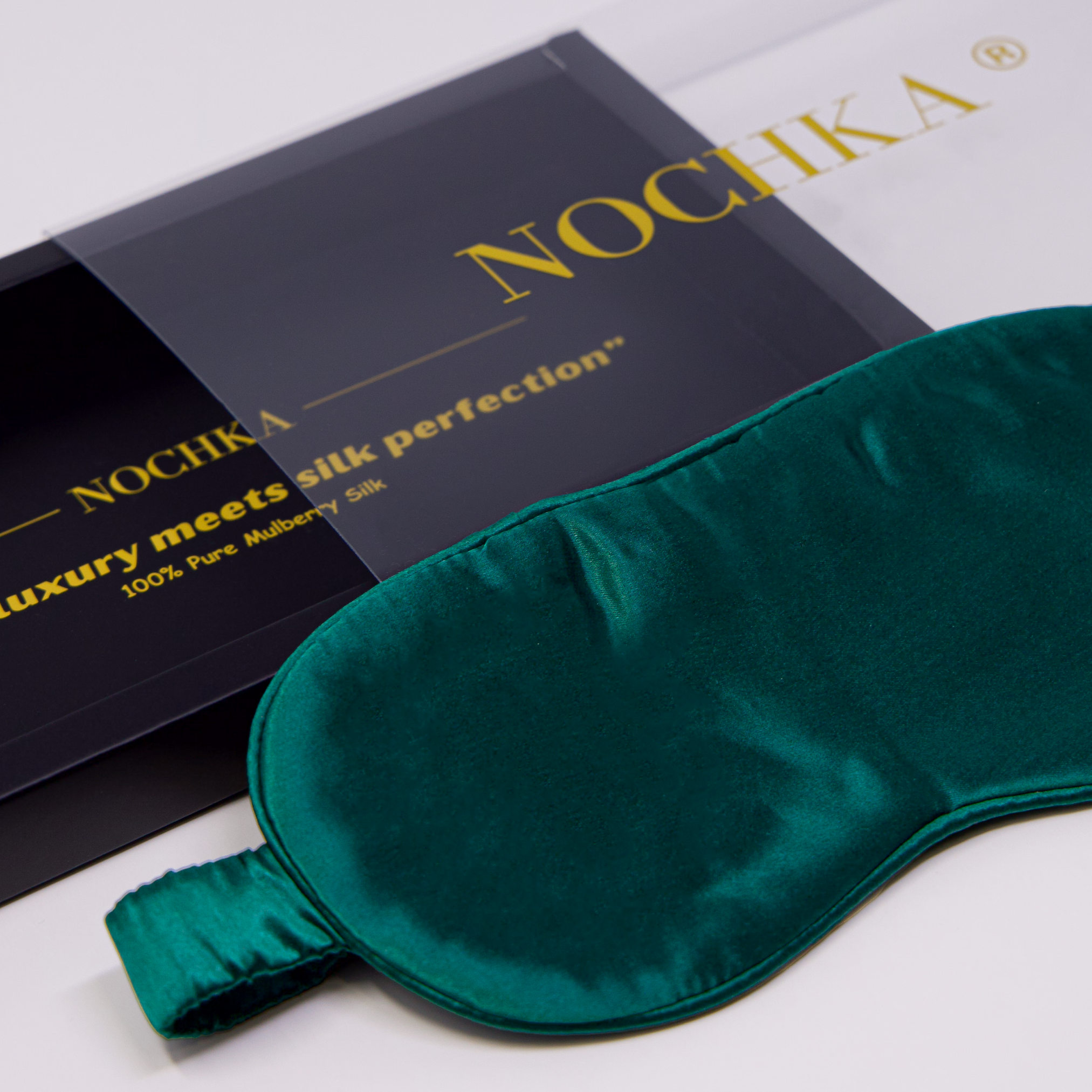 Hunter Green Pure Silk Sleep Mask Set
