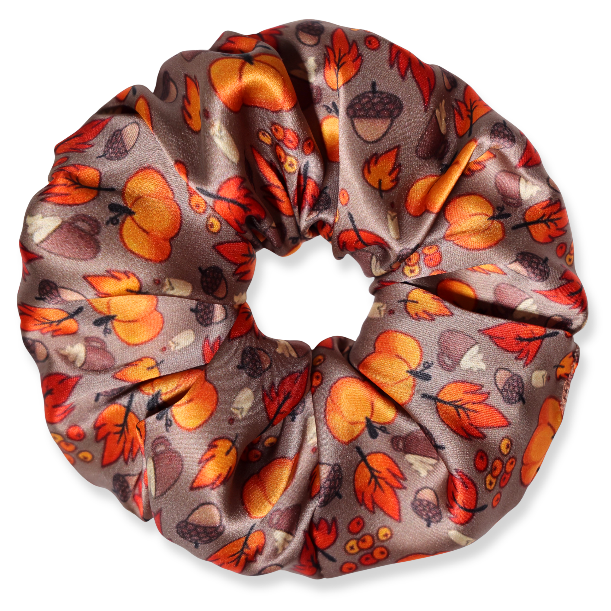 NOCHKA Fall Theme Print of Silk Scrunchies – Ultra Thin, Skinny, Regular & Jumbo