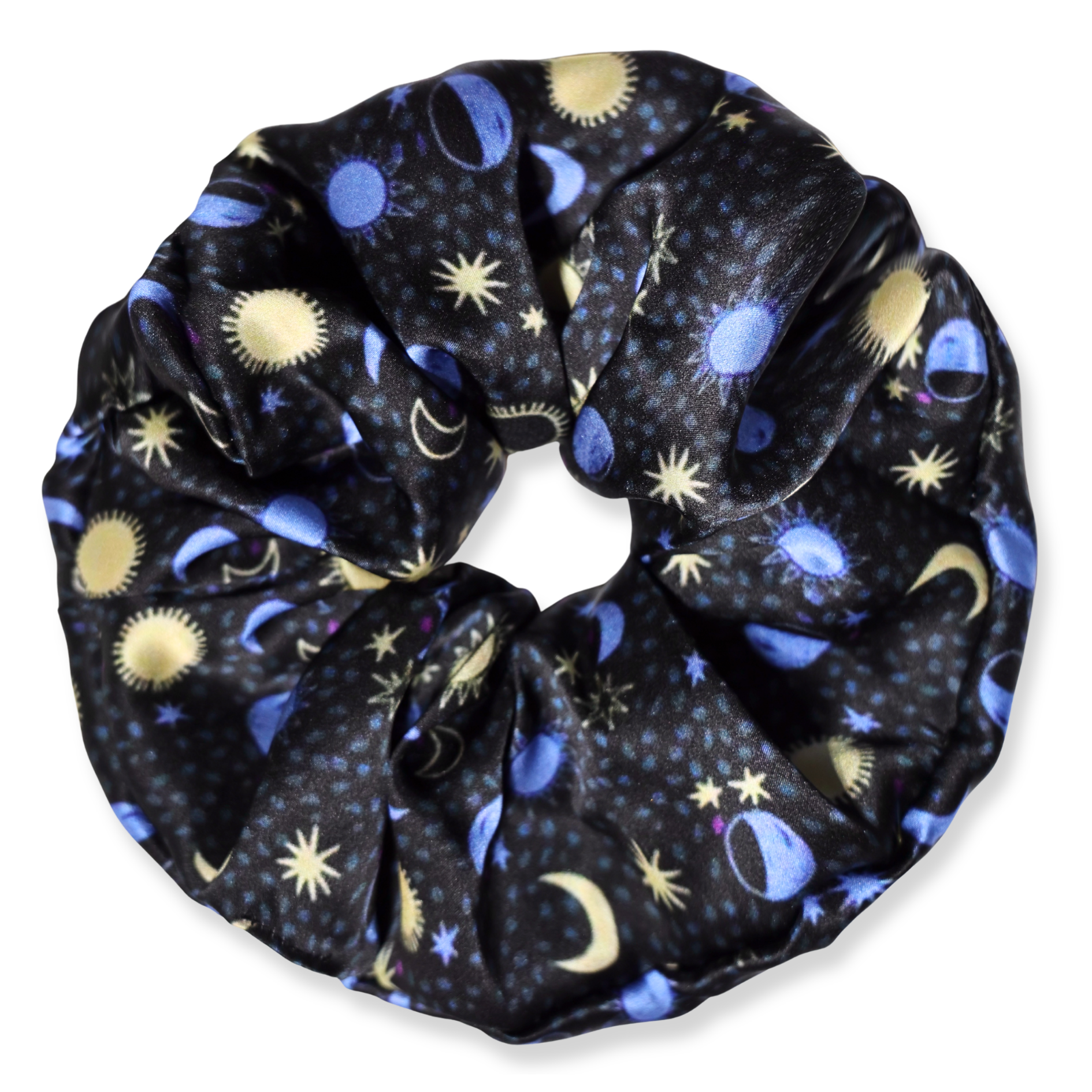 NOCHKA Sun & Moon Print of Silk Scrunchies – Ultra Thin, Skinny, Regular & Jumbo
