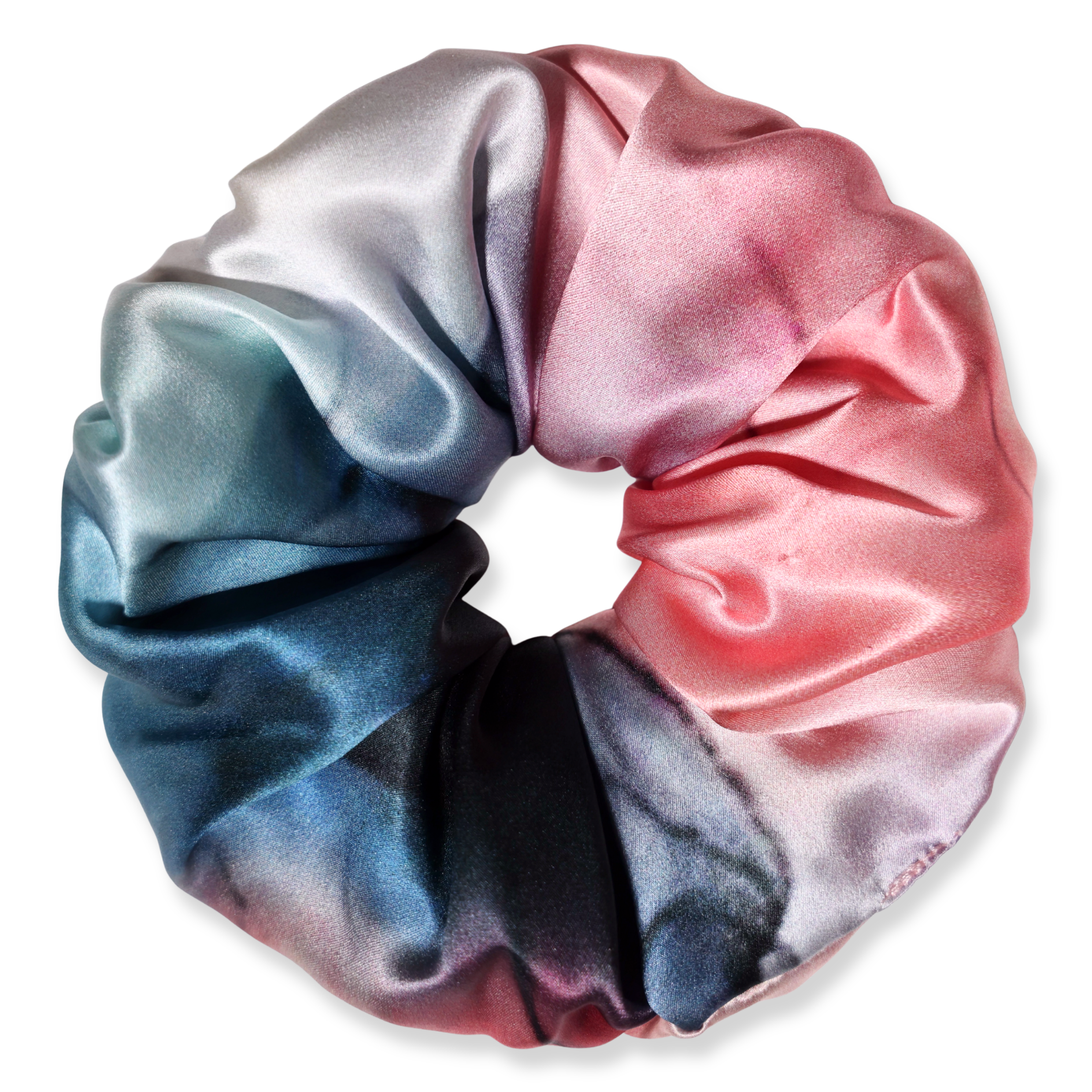 NOCHKA Blue & Blush Print of Silk Scrunchies – Ultra Thin, Skinny, Regular & Jumbo