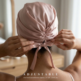 Pink Mulberry Silk Turban Bonnet with Thin Ties
