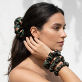 NOCHKA Pine Tree Print of Silk Scrunchies – Ultra Thin, Skinny, Regular & Jumbo
