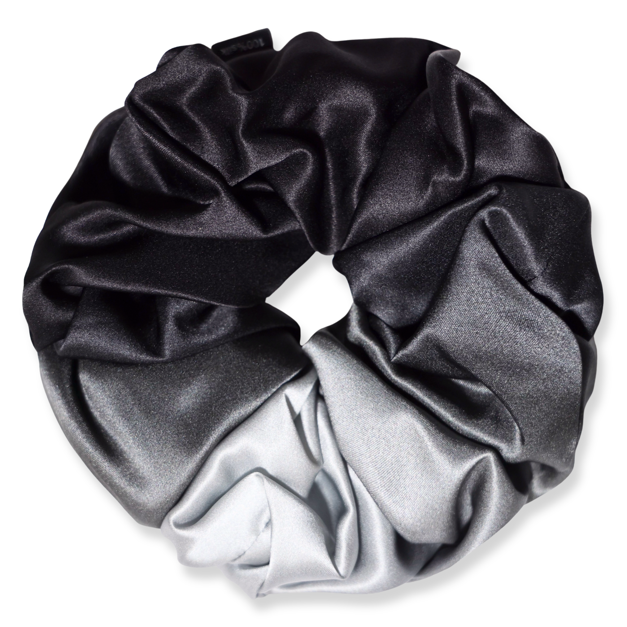NOCHKA Black Gradient Print of Silk Scrunchies – Ultra Thin, Skinny, Regular & Jumbo
