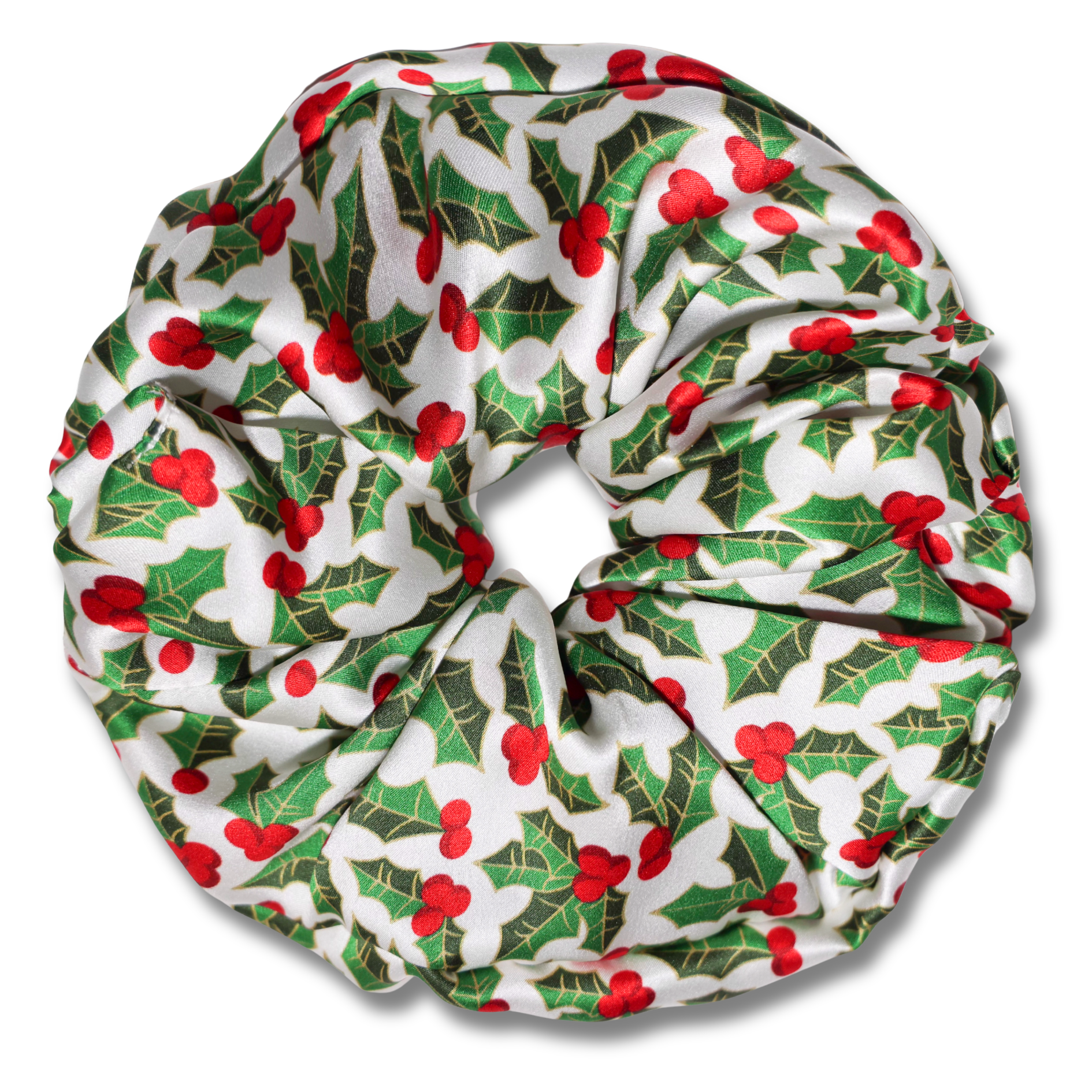 NOCHKA Mistletoe Print of Silk Scrunchies – Ultra Thin, Skinny, Regular & Jumbo
