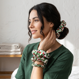 NOCHKA Mistletoe Print of Silk Scrunchies – Ultra Thin, Skinny, Regular & Jumbo
