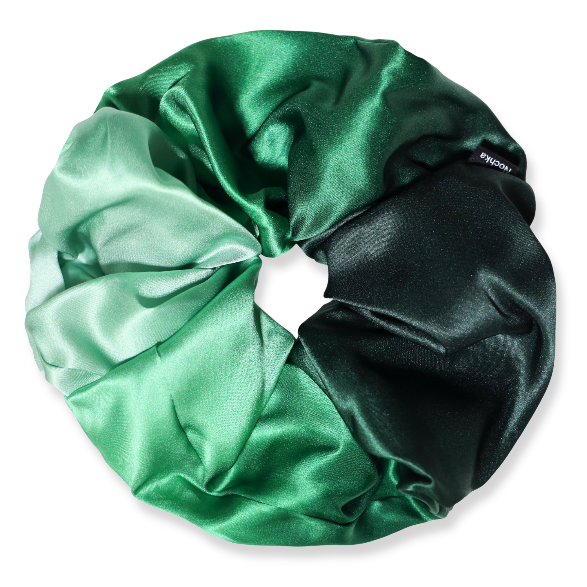 NOCHKA Green Gradient Print of Silk Scrunchies – Ultra Thin, Skinny, Regular & Jumbo
