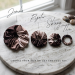 NOCHKA Brown Gradient Print of Silk Scrunchies – Ultra Thin, Skinny, Regular & Jumbo
