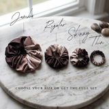 NOCHKA Brown Gradient Print of Silk Scrunchies – Ultra Thin, Skinny, Regular & Jumbo
