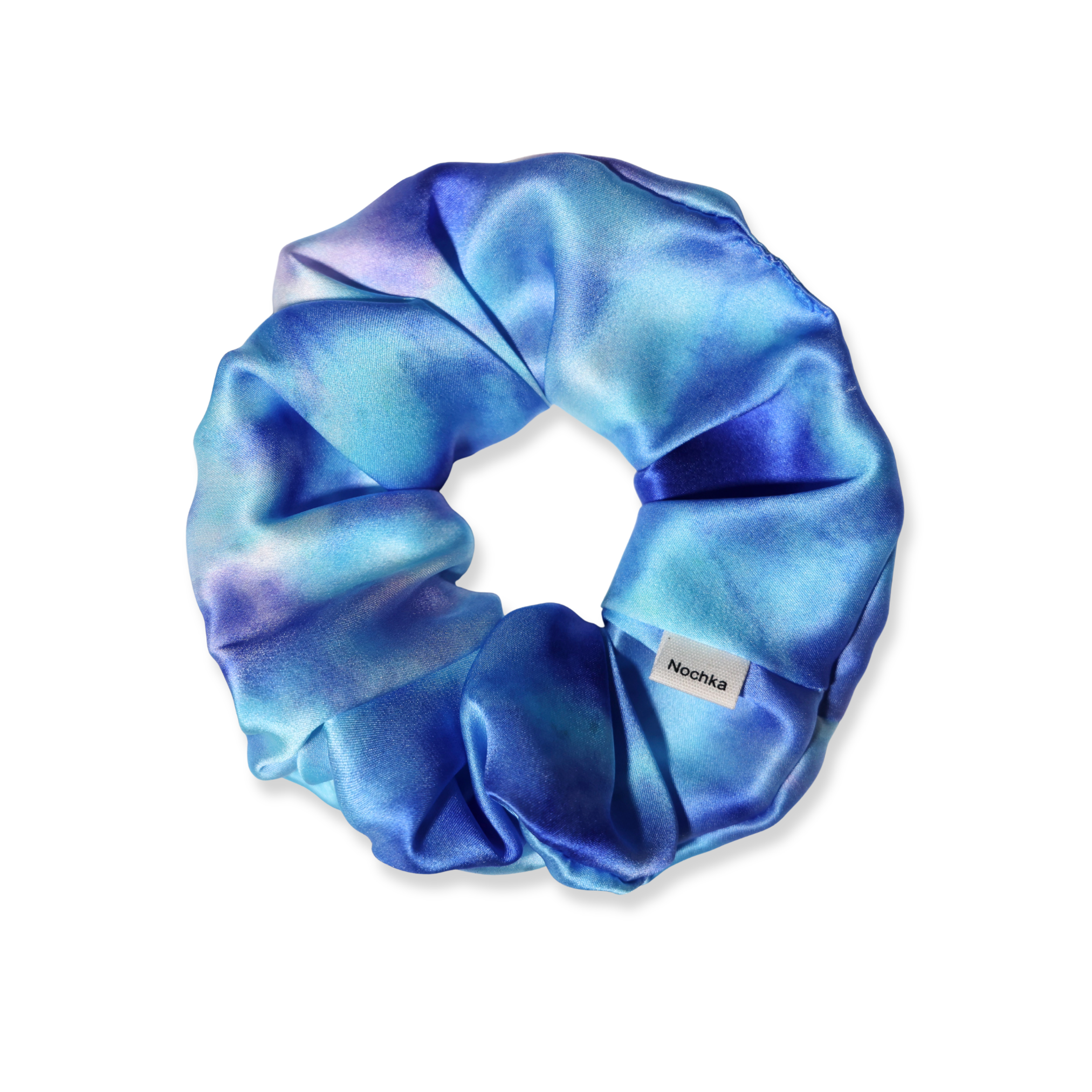 NOCHKA Blue Tie Dye Print of Silk Scrunchies – Ultra Thin, Skinny, Regular & Jumbo