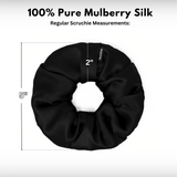 Black Regular Scrunchie – 100% Pure Mulberry Silk, Perfect for All Hair Types
