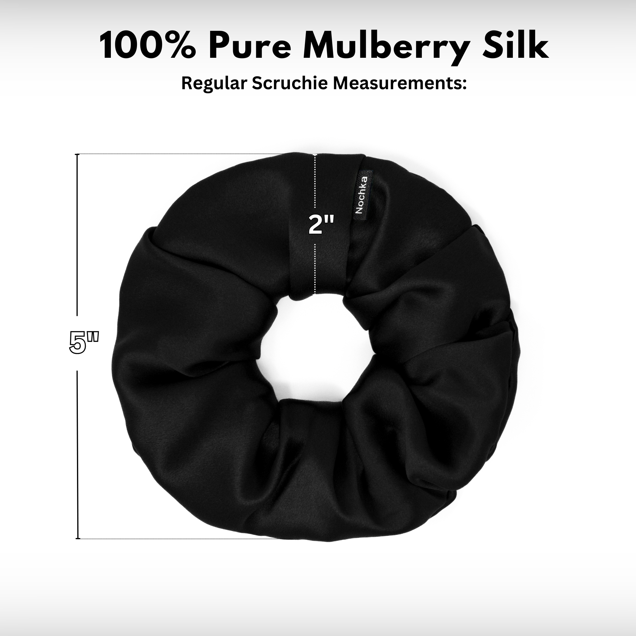 Black Regular Scrunchie – 100% Pure Mulberry Silk, Perfect for All Hair Types
