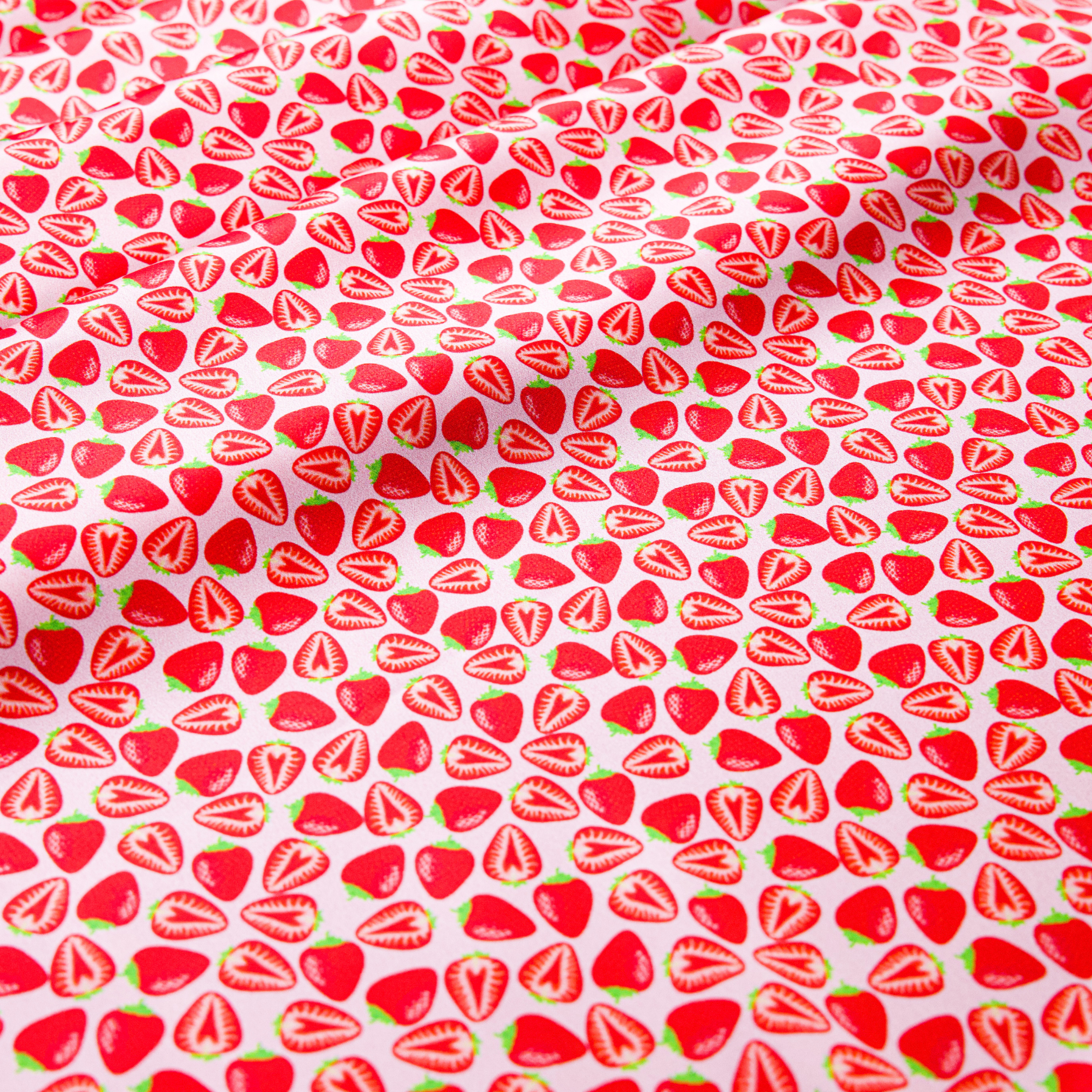 Strawberry Print 100% Pure Mulberry Silk Fabric 19mm 54" Width Pre-Cut Silk Fabric
