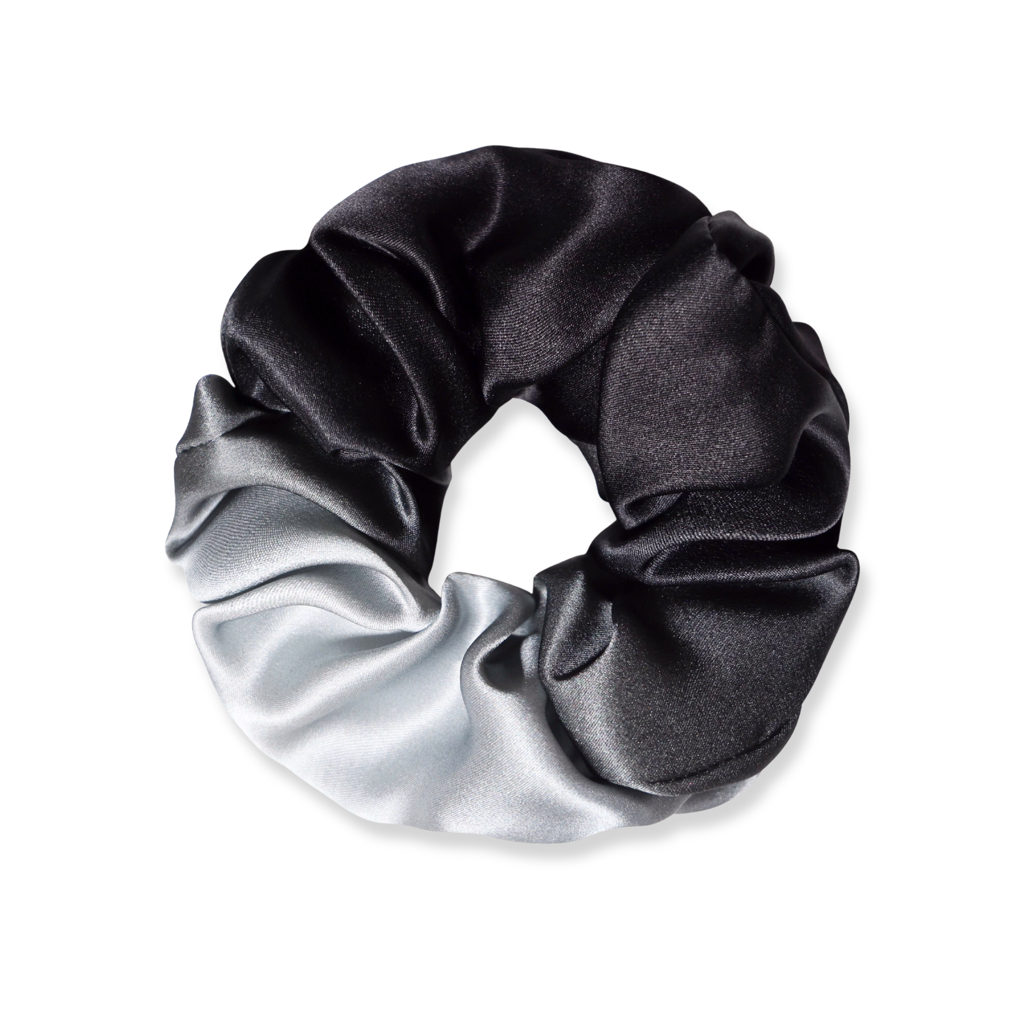 NOCHKA Black Gradient Print of Silk Scrunchies – Ultra Thin, Skinny, Regular & Jumbo