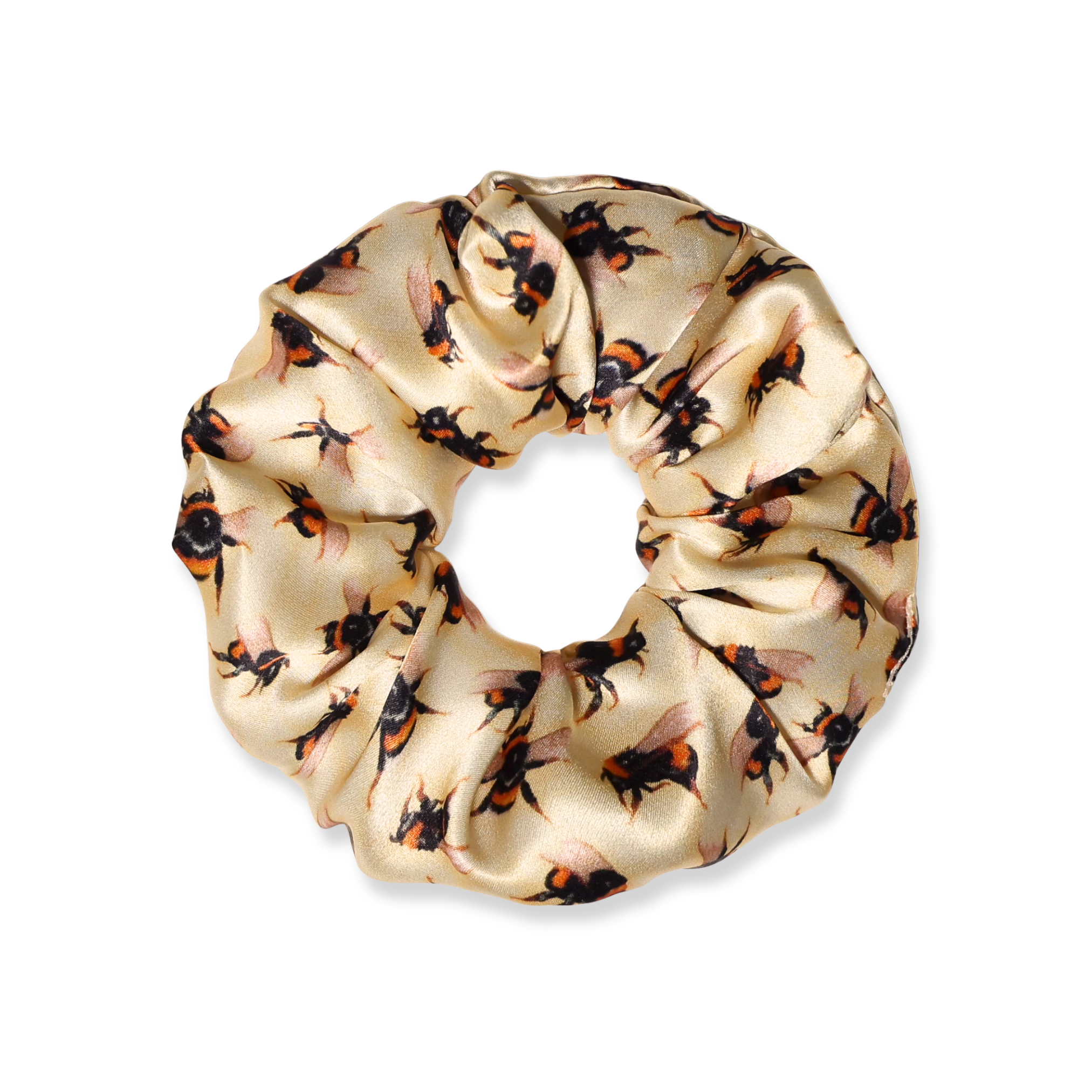 NOCHKA Bee's Print of Silk Scrunchies – Ultra Thin, Skinny, Regular & Jumbo