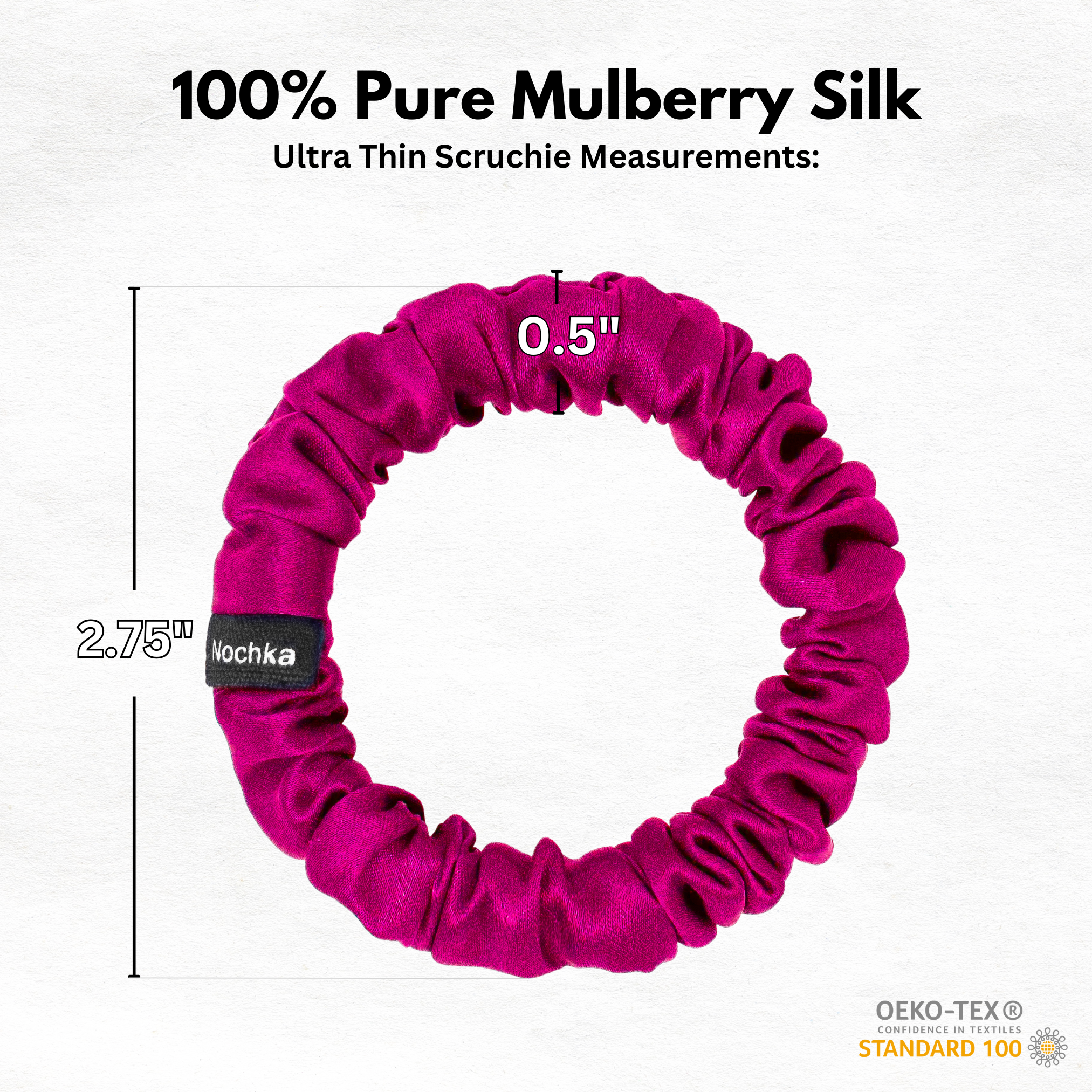 Raspberry Ultra Skinny Scrunchie – 100% Pure Mulberry Silk, Perfect for All Hair Types
