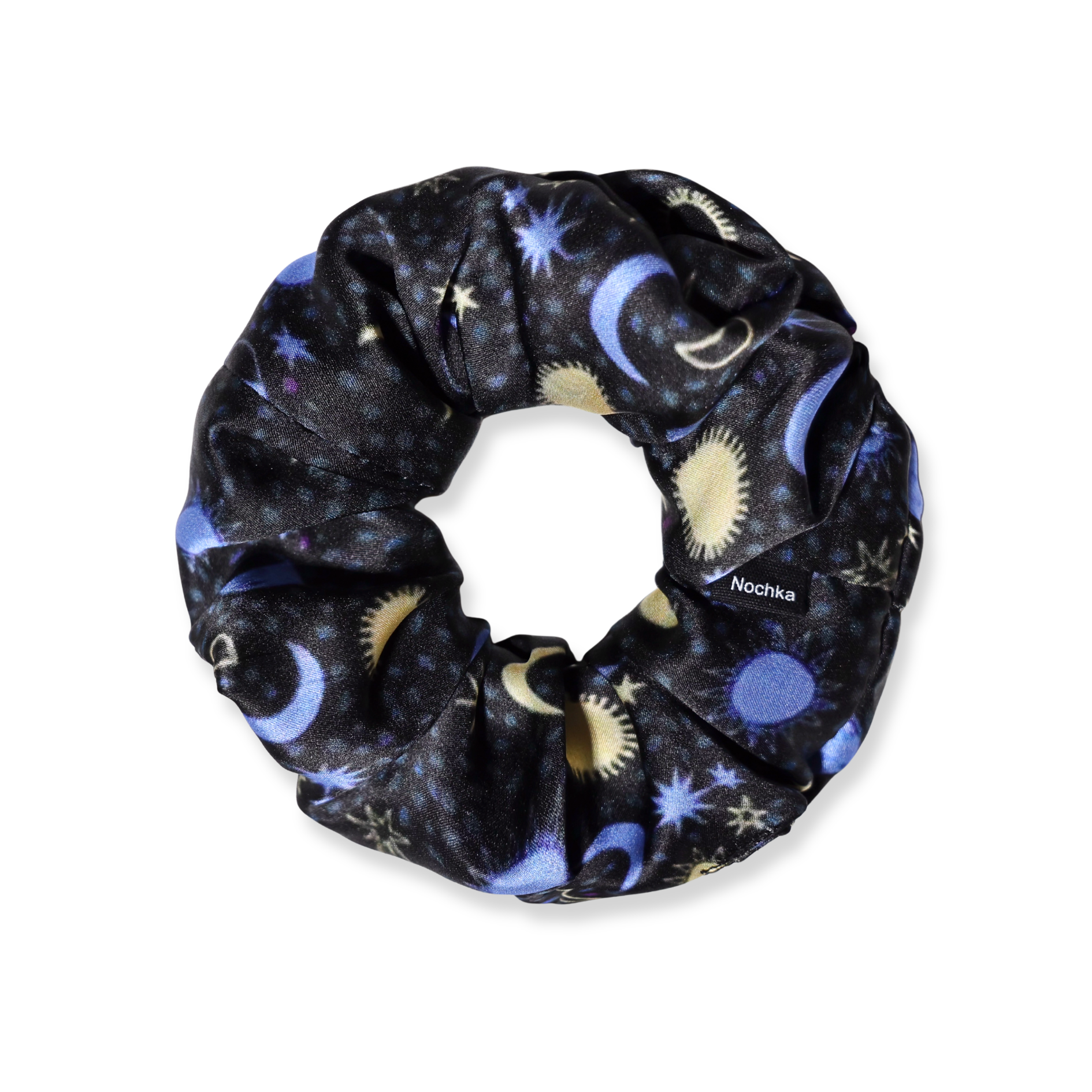 NOCHKA Sun & Moon Print of Silk Scrunchies – Ultra Thin, Skinny, Regular & Jumbo
