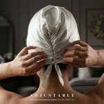 Cream Mulberry Silk Turban Bonnet with Thin Ties
