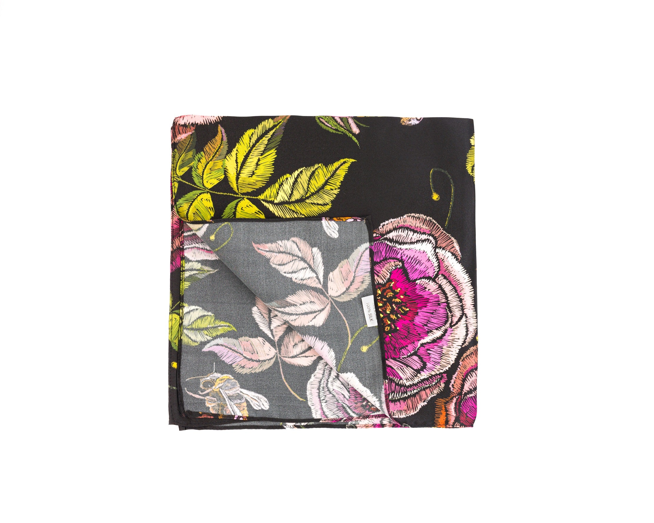 Wild Rose Mulbery Silk Square Scarf
