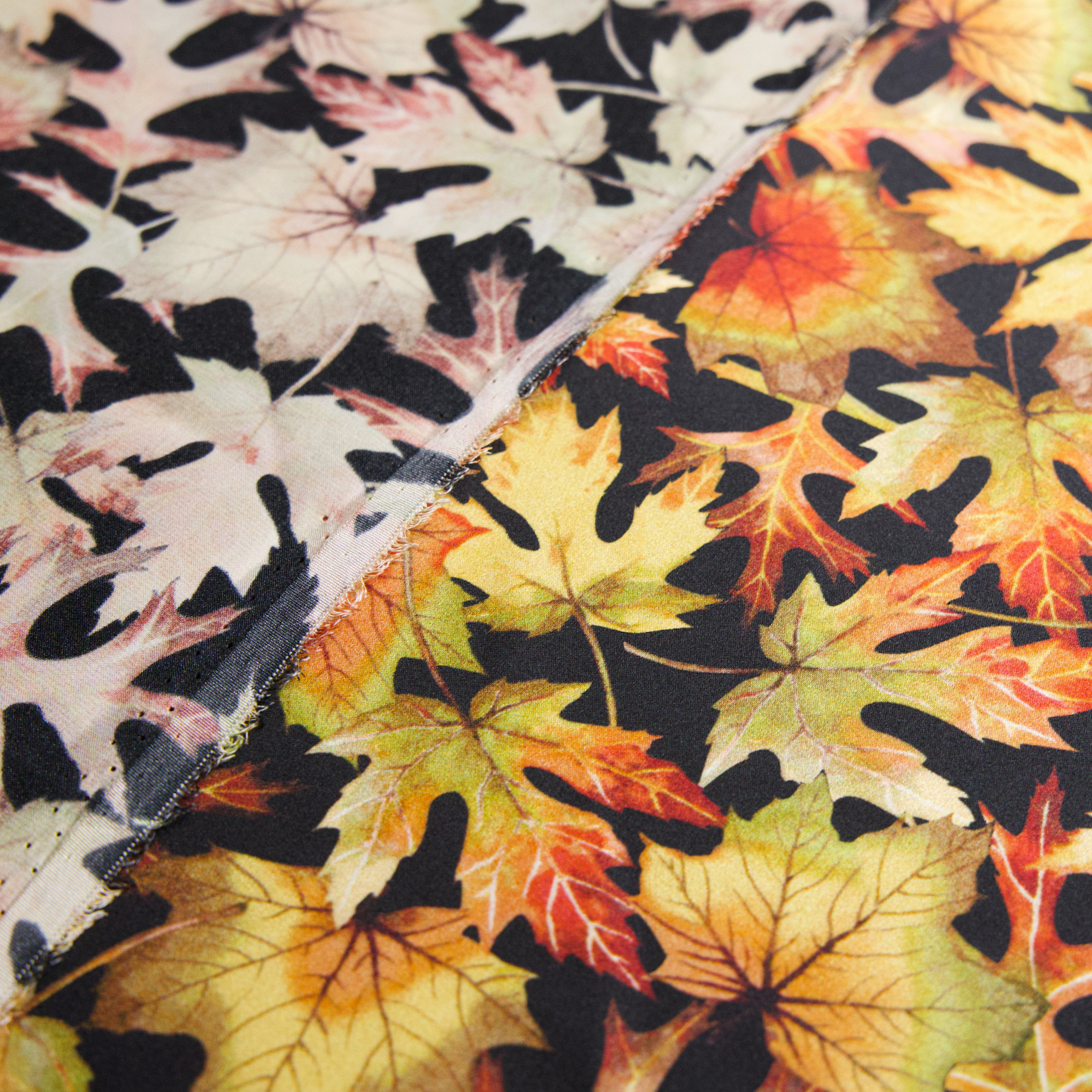 Fall Themed Print 100% Pure Mulberry Silk Fabric 19mm 54" Width Pre-Cut Silk Fabric
