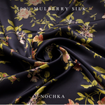 NOCHKA Wild Rose Print of Silk Scrunchies – Ultra Thin, Skinny, Regular & Jumbo
