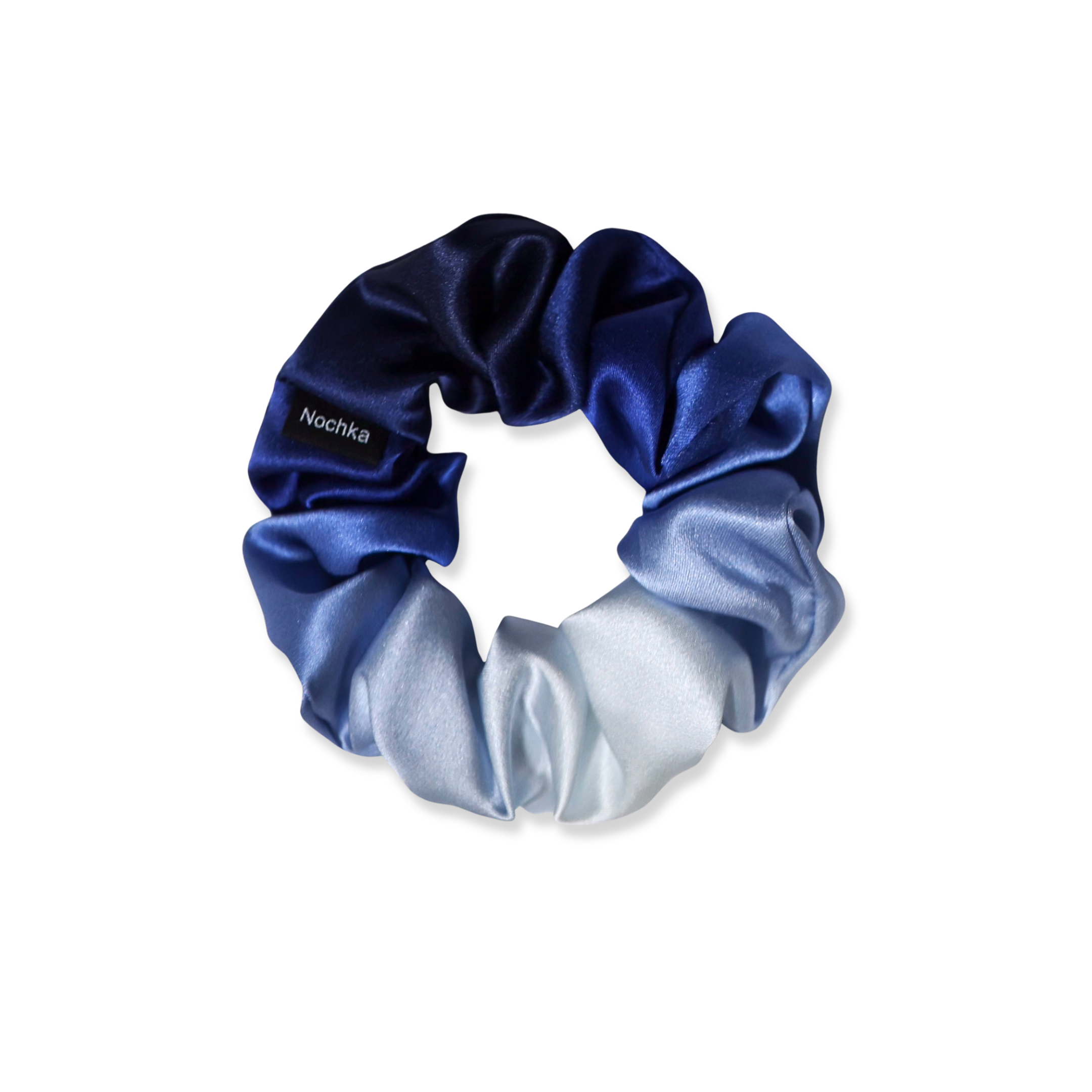 NOCHKA Blue Gradient Print of Silk Scrunchies – Ultra Thin, Skinny, Regular & Jumbo