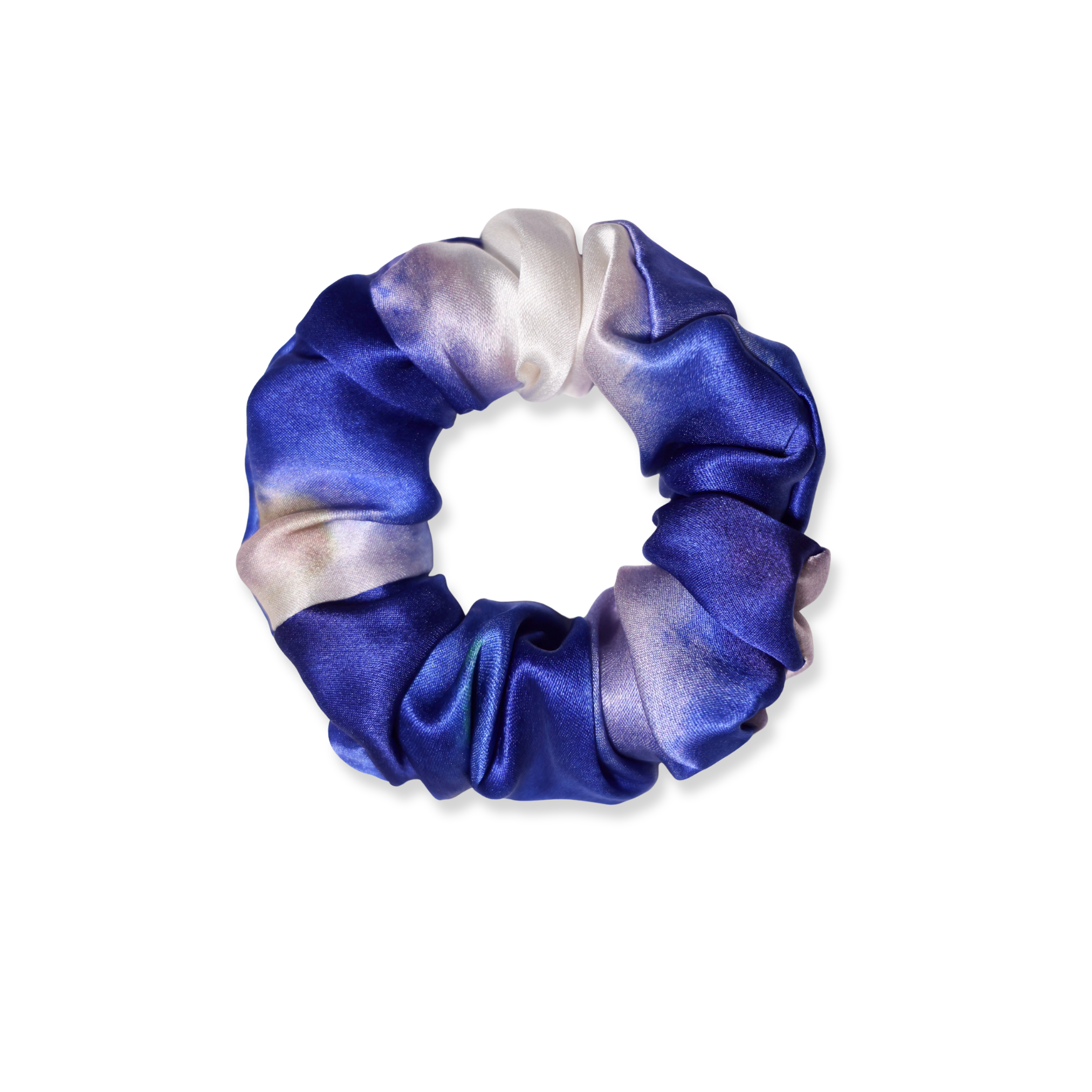 NOCHKA Lavender Indigo Print of Silk Scrunchies – Ultra Thin, Skinny, Regular & Jumbo