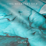 NOCHKA Dusty Turquoise Print of Silk Scrunchies – Ultra Thin, Skinny, Regular & Jumbo
