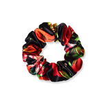 NOCHKA Black Peonies Print of Silk Scrunchies – Ultra Thin, Skinny, Regular & Jumbo
