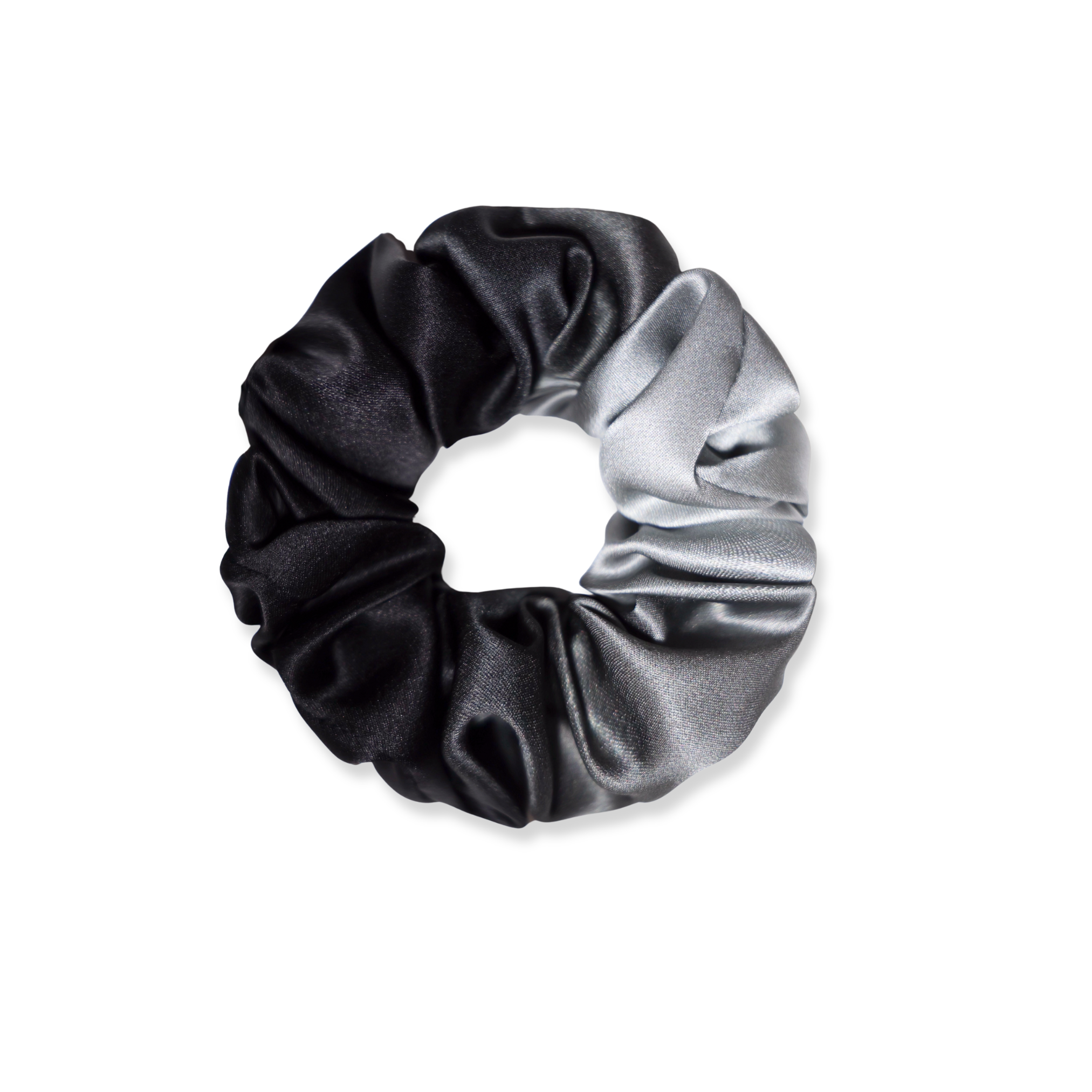 NOCHKA Black Gradient Print of Silk Scrunchies – Ultra Thin, Skinny, Regular & Jumbo