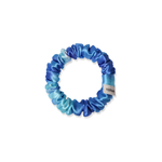 NOCHKA Blue Tie Dye Print of Silk Scrunchies – Ultra Thin, Skinny, Regular & Jumbo
