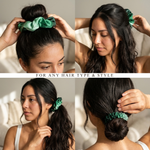 NOCHKA Green Gradient Print of Silk Scrunchies – Ultra Thin, Skinny, Regular & Jumbo
