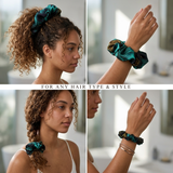 NOCHKA Chrysanthemum Print of Silk Scrunchies – Ultra Thin, Skinny, Regular & Jumbo
