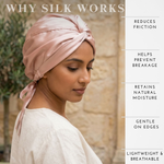 Pink Mulberry Silk Turban Bonnet with Thin Ties
