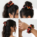 NOCHKA Black Peonies Print of Silk Scrunchies – Ultra Thin, Skinny, Regular & Jumbo
