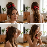 NOCHKA Red Gradient Print of Silk Scrunchies – Ultra Thin, Skinny, Regular & Jumbo
