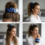 NOCHKA Blue Gradient Print of Silk Scrunchies – Ultra Thin, Skinny, Regular & Jumbo
