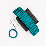 Teal Mulberry Silk Headband with 
Ultra Thin Scrunchie
