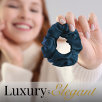 Deep Blue Skinny Scrunchie – 100% Pure Mulberry Silk, Perfect for All Hair Types
