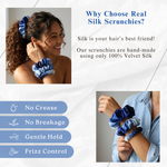 NOCHKA Blue Gradient Print of Silk Scrunchies – Ultra Thin, Skinny, Regular & Jumbo
